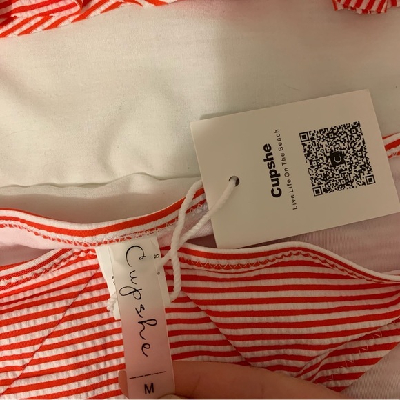 Cupshe Stripe High Waisted  Bikini Sets Tank Top Swimsuit - Picture 4 of 5